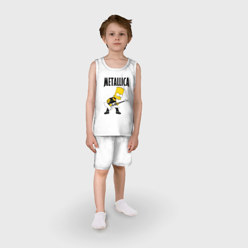 Детская пижама с шортами хлопок Металлика Барт Симпсон, цвет белый - фото 3