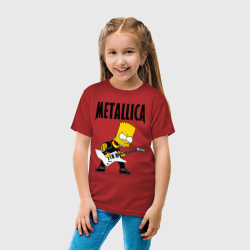 Детская футболка хлопок с принтом Металлика Барт Симпсон, вид сбоку #3