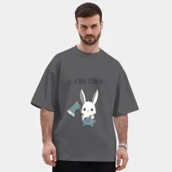 Мужская футболка Oversize хлопок premium В душе я зайка - с топором - фото 2