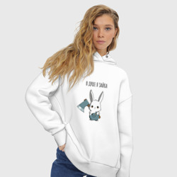Женское худи Oversize хлопок В душе я зайка - с топором - фото 2