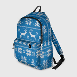 Рюкзак 3D Рождественский синий свитер с оленями