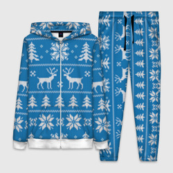 Женский костюм 3D Рождественский синий свитер с оленями