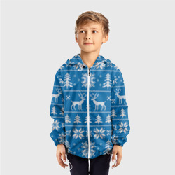 Детская ветровка 3D Рождественский синий свитер с оленями - фото 2