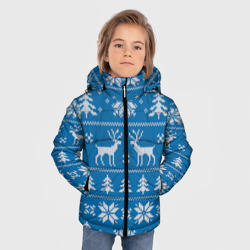 Зимняя куртка для мальчиков 3D Рождественский синий свитер с оленями - фото 2