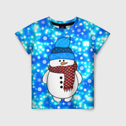 Детская футболка 3D Снеговик в шапке