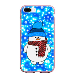 Чехол для iPhone 7Plus/8 Plus матовый Снеговик в шапке