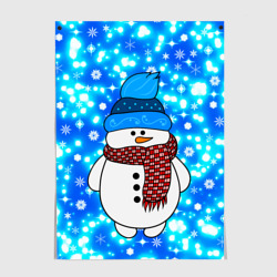 Постер Снеговик в шапке