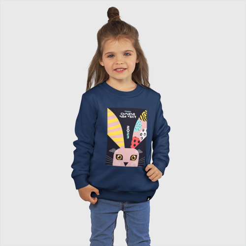 Детский свитшот хлопок с принтом Кролик с длинными ушами, фото на моделе #1