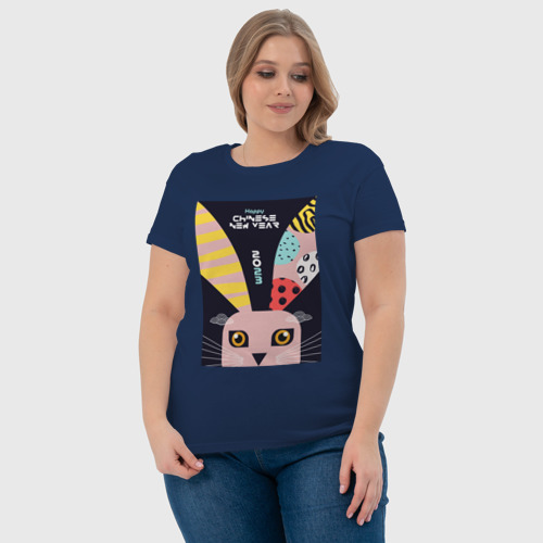 Женская футболка хлопок с принтом Кролик с длинными ушами, фото #4