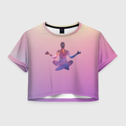 Женская футболка Crop-top 3D Поза лотоса в йоге