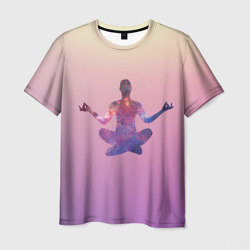 Мужская футболка 3D Поза лотоса в йоге