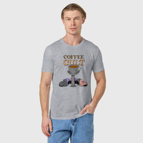 Мужская футболка хлопок Культ кофе, цвет меланж - фото 3