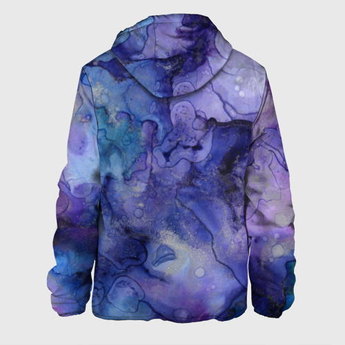 Мужская куртка 3D с принтом Акварельная абстракция в синих тонах, вид сзади #1