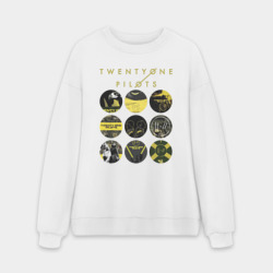 Мужской свитшот oversize без начеса хлопок Twenty One Pilots коллаж