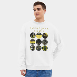 Мужской свитшот oversize без начеса хлопок Twenty One Pilots коллаж - фото 2