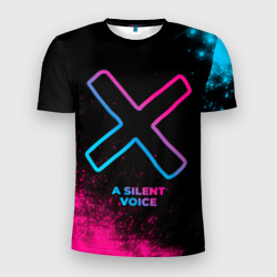 Мужская футболка 3D Slim A Silent Voice - neon gradient
