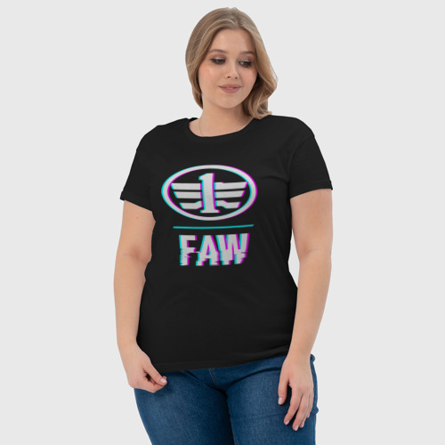 Женская футболка хлопок с принтом Значок FAW в стиле glitch, фото #4