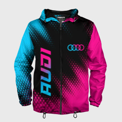 Мужская ветровка 3D Audi - neon gradient: надпись, символ