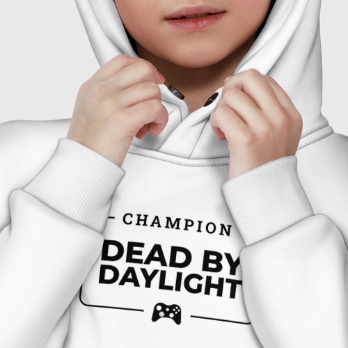 Детское худи Oversize хлопок Dead by Daylight gaming champion: рамка с лого и джойстиком, цвет белый - фото 7