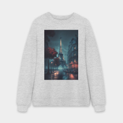 Мужской свитшот oversize без начеса хлопок Нейросеть - Ночной Париж