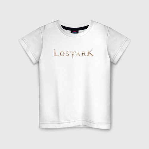 Детская футболка хлопок Золотое лого Lost ark, цвет белый