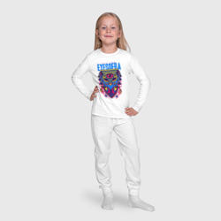 Пижама с принтом Глаза Ра для ребенка, вид на модели спереди №4. Цвет основы: белый
