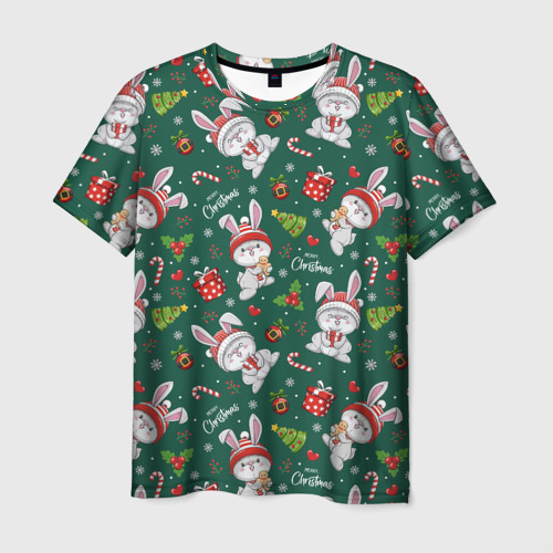 Мужская футболка 3D Merry Christmas Rabbit 2023, цвет 3D печать