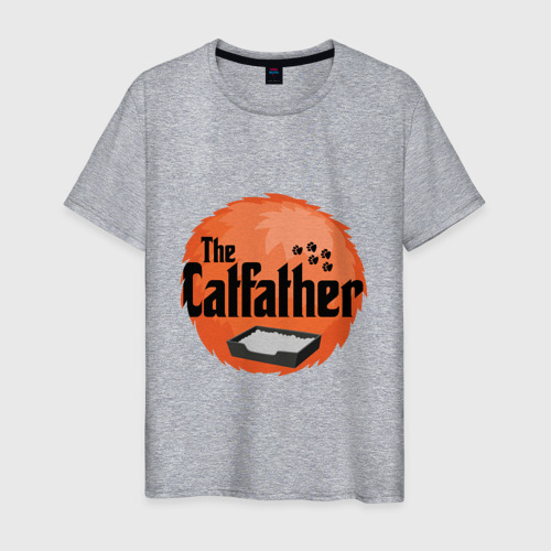 Мужская футболка хлопок Cat father, цвет меланж