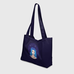 Пляжная сумка 3D Абстрактный знак зодиака Водолей девушка с голубыми волосами - фото 2