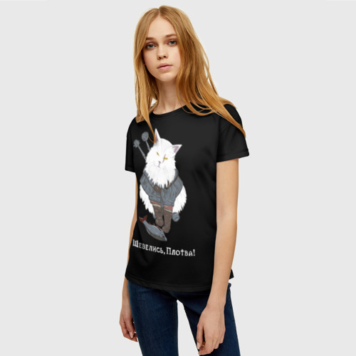 Женская футболка 3D Котьмак Плотва чёрный, цвет 3D печать - фото 3