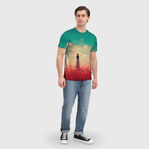 Мужская футболка 3D с принтом Благородное одиночество, вид сбоку #3