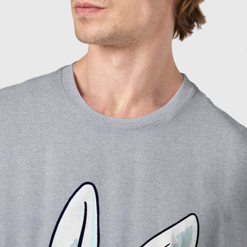 Мужская футболка хлопок с принтом Прикольный зайчишка пауэрлифтер, фото #4