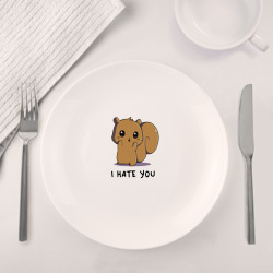 Набор: тарелка + кружка I hate ypu - squirrel - cutie - фото 2