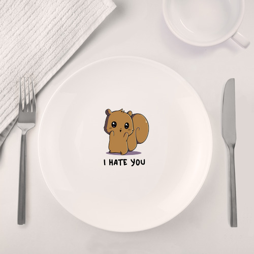 Набор: тарелка + кружка I hate ypu - squirrel - cutie - фото 4