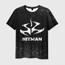 Мужская футболка 3D Hitman с потертостями на темном фоне
