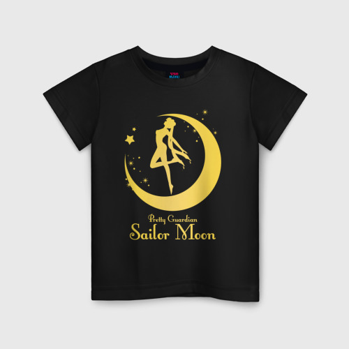 Детская футболка хлопок Sailor Moon gold, цвет черный