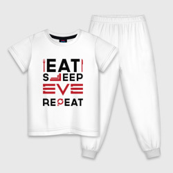Детская пижама хлопок Надпись: eat sleep EVE repeat