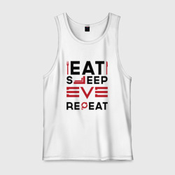 Мужская майка хлопок Надпись: eat sleep EVE repeat