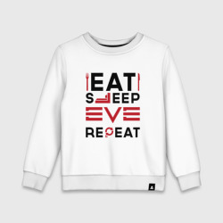 Детский свитшот хлопок Надпись: eat sleep EVE repeat