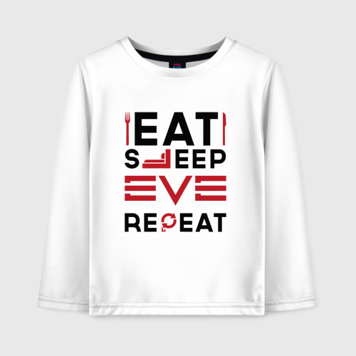 Детский лонгслив хлопок Надпись: eat sleep EVE repeat