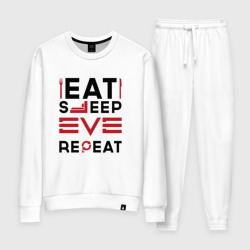 Женский костюм хлопок Надпись: eat sleep EVE repeat