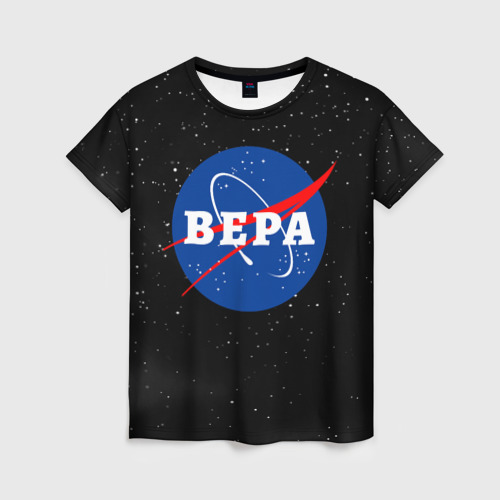 Женская футболка с принтом Вера НАСА космос, вид спереди №1