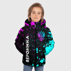 Зимняя куртка для мальчиков 3D Вероника и неоновый герб России: надпись, символ - фото 2