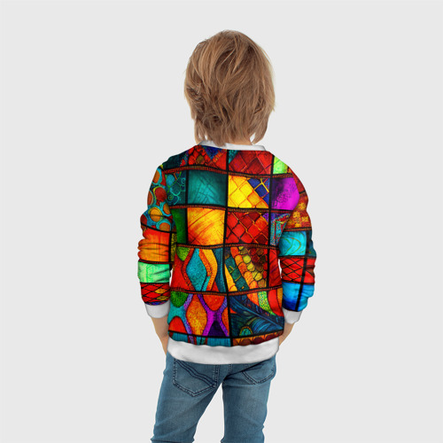 Детский свитшот 3D Лоскутная мозаика - пэчворк, цвет 3D печать - фото 6