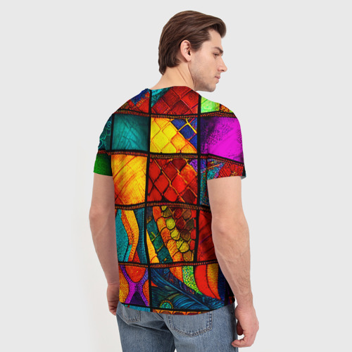 Мужская футболка 3D Лоскутная мозаика - пэчворк, цвет 3D печать - фото 4
