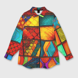 Женская рубашка oversize 3D Лоскутная мозаика - пэчворк