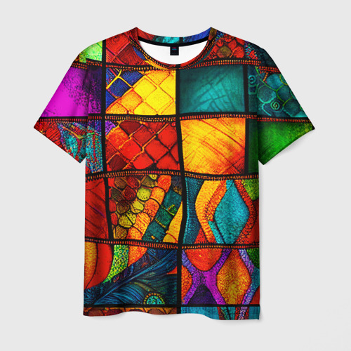 Мужская футболка 3D Лоскутная мозаика - пэчворк, цвет 3D печать