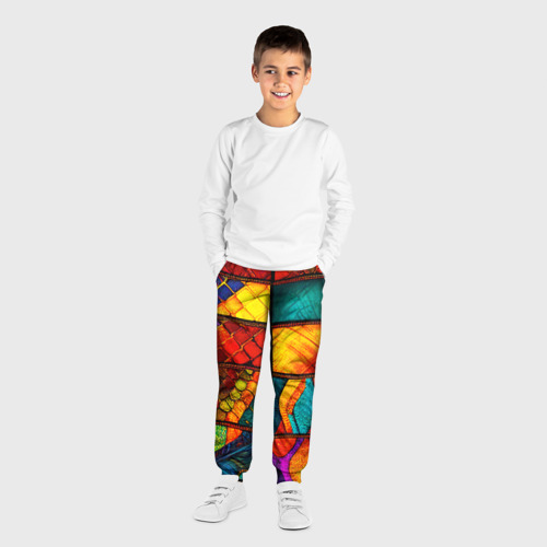 Детские брюки 3D Лоскутная мозаика - пэчворк, цвет 3D печать - фото 4