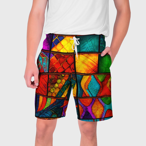 Мужские шорты 3D Лоскутная мозаика - пэчворк, цвет 3D печать