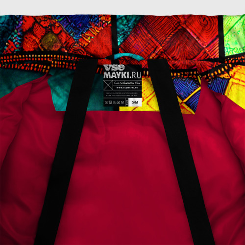 Женская зимняя куртка Oversize Лоскутная мозаика - пэчворк, цвет красный - фото 7